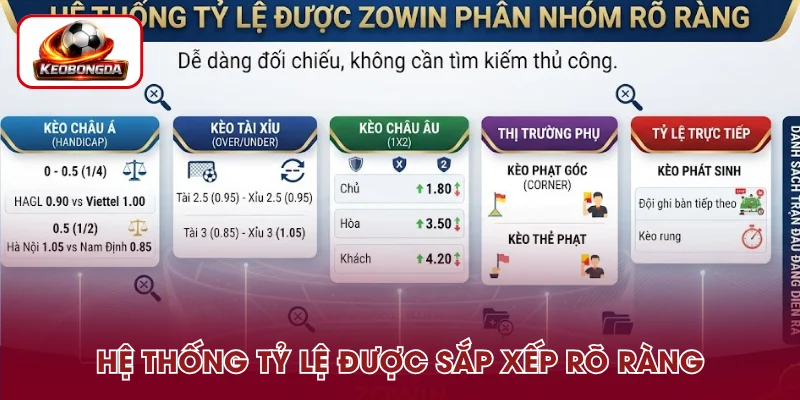 Các mức tỷ lệ tại ZOWIN được phân chia rõ ràng