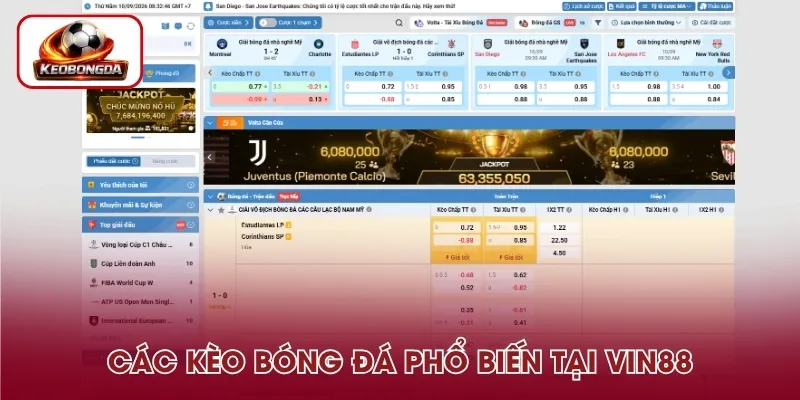 Các loại kèo bóng đá phổ biến được cung cấp tại VIN88